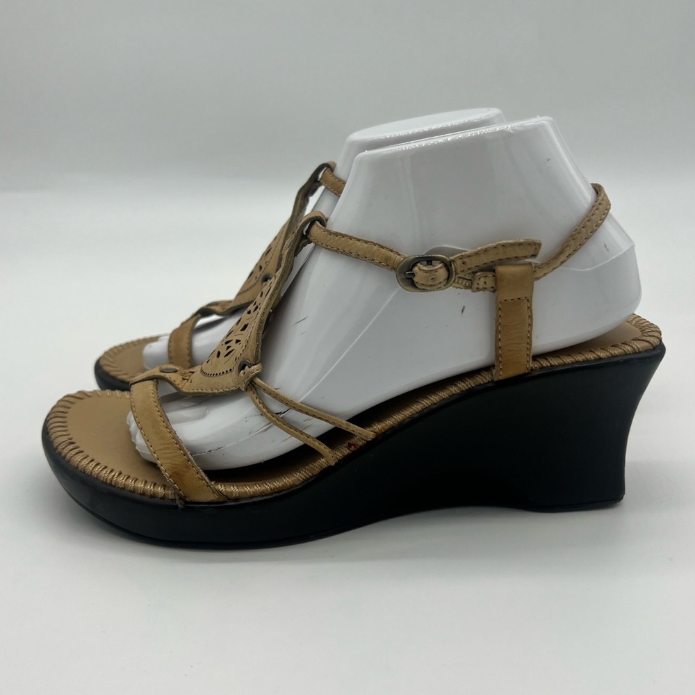 Impo Mustard Yellow Leather Rome Wedge Sandals